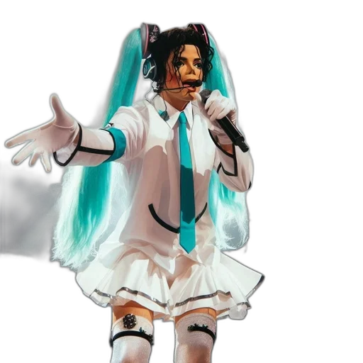mask, staff, robot, dress, anime, concept art, vaporwave, 3d render transparent PNG cut-out