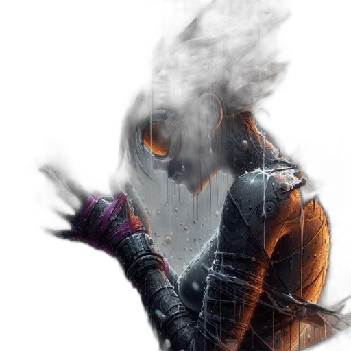 mask, dragon, jacket, face, concept art, fantasy art, cyberpunk, comic book art transparent PNG cut-out