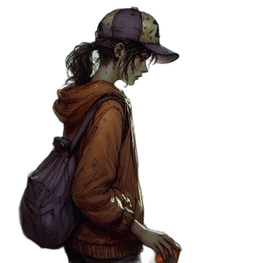 jacket, hat, staff, face, concept art, watercolor, fantasy art, photorealistic transparent PNG cut-out