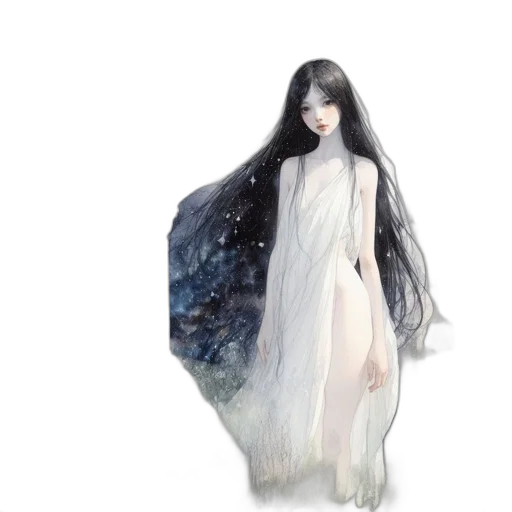 dress, creature, fantasy art, concept art, photorealistic, watercolor, outer space, snow transparent PNG cut-out
