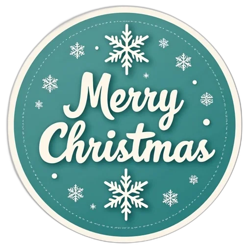 circular, sticker, teal, background, featuring, snowflake, design, has transparent PNG cut-out