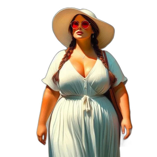 dress, hat, staff, photorealistic, 3d render, concept art, oil painting, woman transparent PNG cut-out