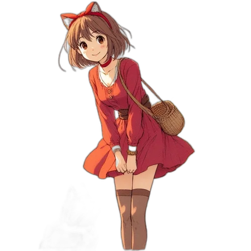 dress, staff, animal, weapon, anime, concept art, pixel art, fantasy art transparent PNG cut-out