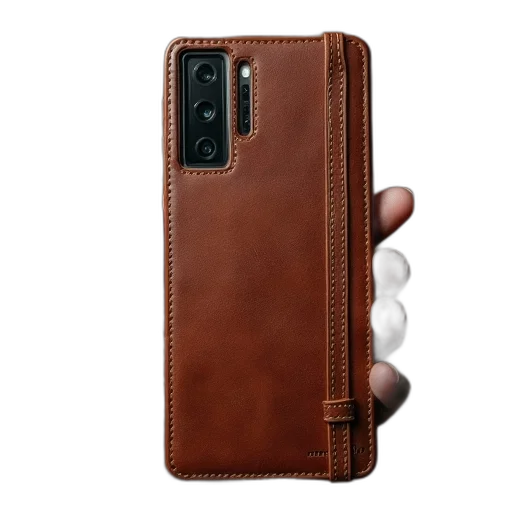 3d render, photorealistic, brown, samsung, galaxy, m22, leather, look transparent PNG cut-out