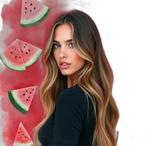 face, dress, hair, food, photorealistic, watercolor, oil painting, cartoon transparent PNG cut-out