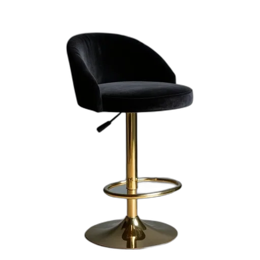furniture, 3d render, stolka, black, velvet, counter, stool, antique transparent PNG cut-out