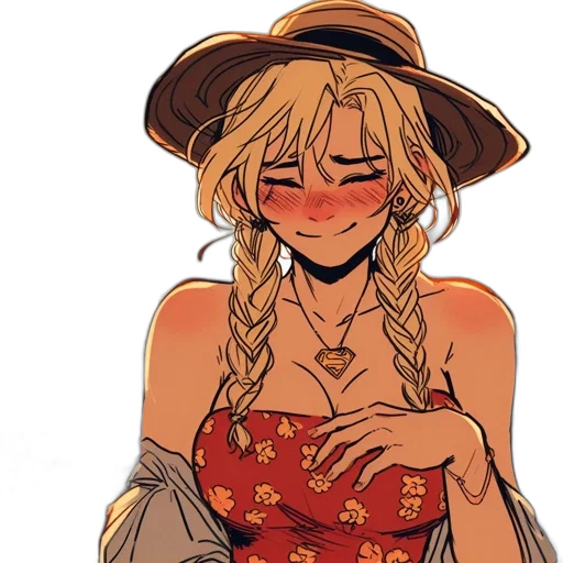 hat, dress, anime, concept art, cartoon, watercolor, golden, red transparent PNG cut-out