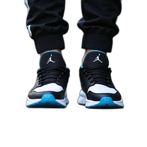 shoes, 3d render, blue, person, wearing, black, white, sneakers transparent PNG cut-out