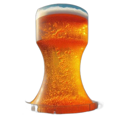 bottle, crown, hat, glass, golden, beer, positioned, amid transparent PNG cut-out
