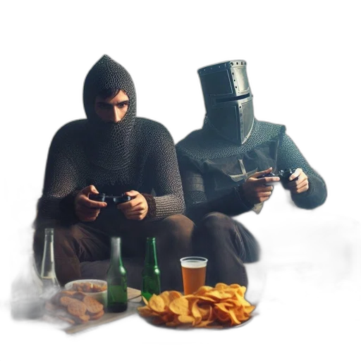 robot, mask, food, jacket, concept art, pixel art, cyberpunk, 3d render transparent PNG cut-out