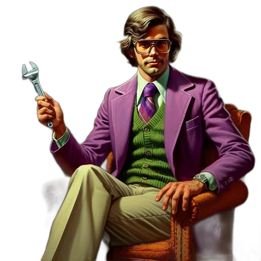 staff, jacket, comic book art, concept art, photorealistic, cartoon, green, man transparent PNG cut-out