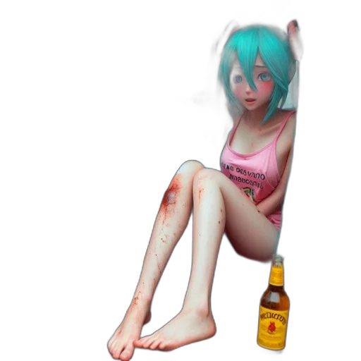 bottle, robot, dress, weapon, 3d render, vaporwave, pixel art, concept art transparent PNG cut-out