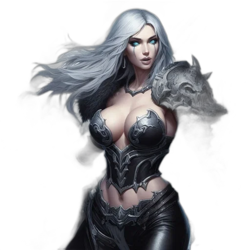 dragon, dress, fantasy art, comic book art, concept art, photorealistic, dark, monochrome transparent PNG cut-out