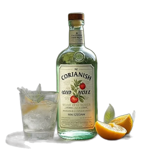 bottle, crown, food, photorealistic, 3d render, corianish, scrumby, traditional transparent PNG cut-out