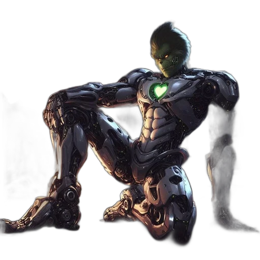 robot, creature, mask, weapon, concept art, 3d render, comic book art, cyberpunk transparent PNG cut-out