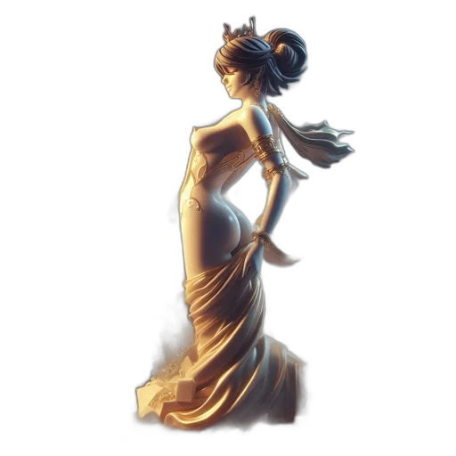 dress, jewelry, crown, staff, concept art, fantasy art, photorealistic, 3d render transparent PNG cut-out