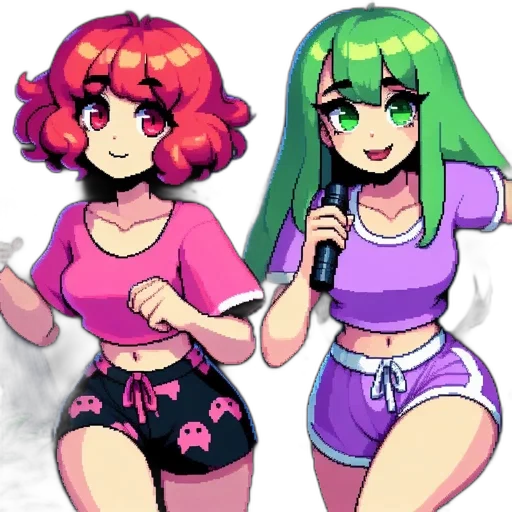 pixel art, vaporwave, anime, concept art, green, neon, colorful, monochrome transparent PNG cut-out