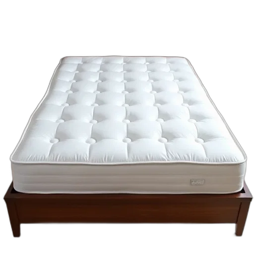 furniture, white, rectangular, mattress, tufted, design, placed, wooden transparent PNG cut-out