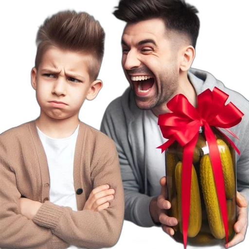 photorealistic, young, boy, displeased, expression, stands, next, man transparent PNG cut-out