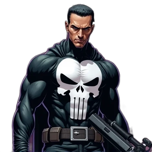 comic book art, concept art, cartoon, first, issue, punisher, magazine, featuring transparent PNG cut-out