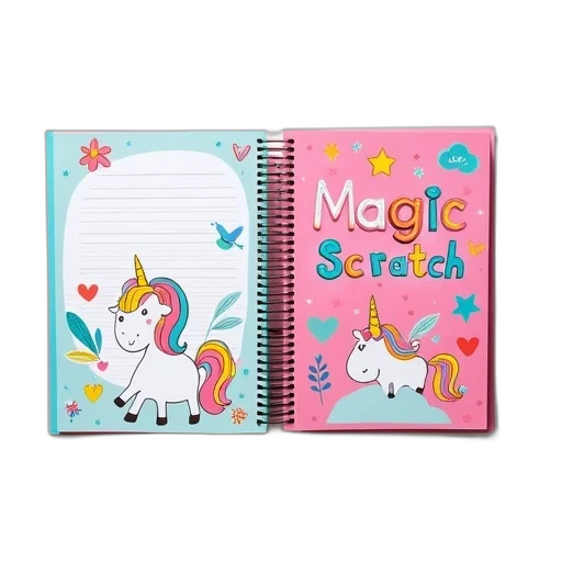 colorful, children, notebook, unicorn, girl, cover, has, spiral transparent PNG cut-out