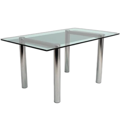 furniture, 3d render, glass, top, tubular, welded, stainless, leg transparent PNG cut-out