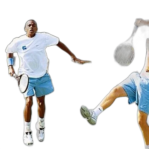 photorealistic, concept art, two, men, playing, tennis, court, one transparent PNG cut-out
