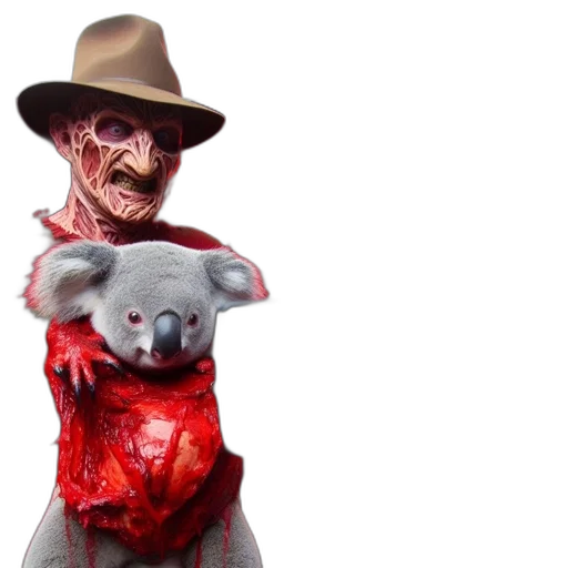 concept art, unconventional, setup, figure, freddy, krueger, costume, holds transparent PNG cut-out