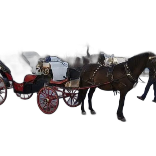 car, concept art, photorealistic, 3d render, pixel art, horse-drawn, carriage, red transparent PNG cut-out