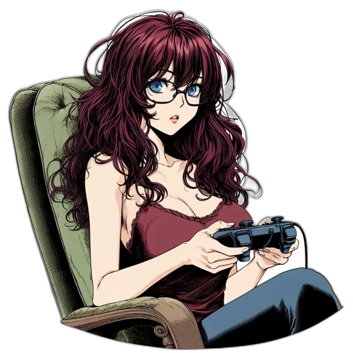 weapon, anime, cartoon, pixel art, comic book art, animated, female, character transparent PNG cut-out