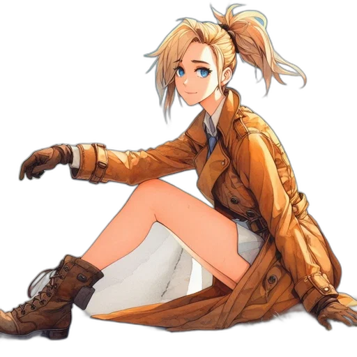 jacket, dress, weapon, staff, concept art, anime, pixel art, fantasy art transparent PNG cut-out