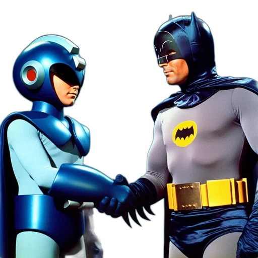 comic book art, concept art, two, superhero, characters, one, blue, gray transparent PNG cut-out
