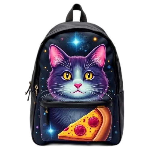 fantasy art, pixel art, concept art, photorealistic, black, backpack, vibrant, space-themed transparent PNG cut-out