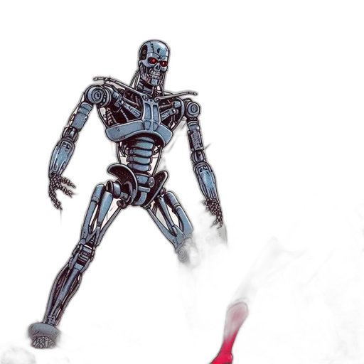 robot, weapon, sword, comic book art, concept art, 3d render, photorealistic, fog transparent PNG cut-out