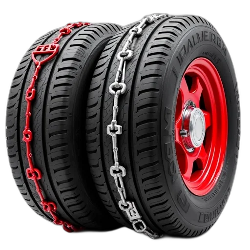 3d render, red, two, tires, shown, side, each, rim transparent PNG cut-out