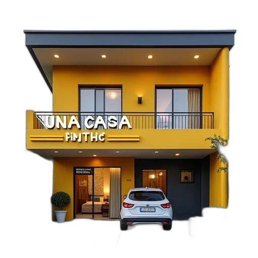 building, 3d render, photorealistic, first, image, shows, exterior, yellow transparent PNG cut-out