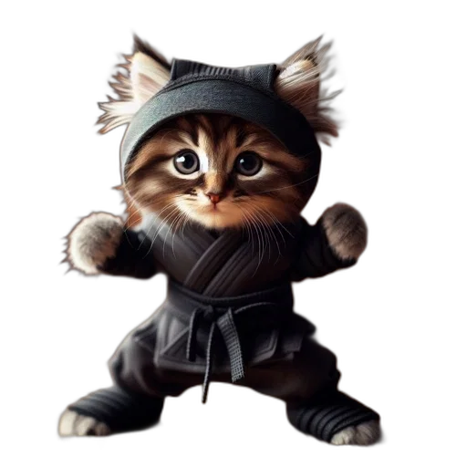 animal, jacket, staff, concept art, photorealistic, 3d render, fantasy art, kitten transparent PNG cut-out