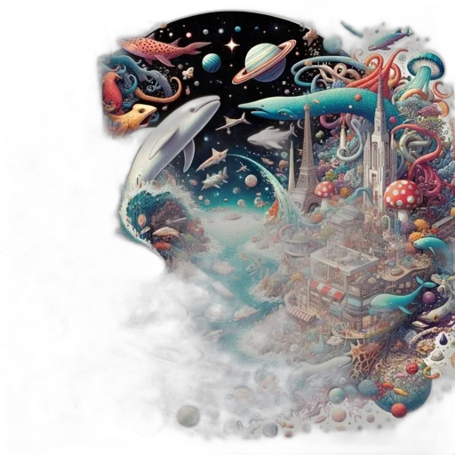 mask, dragon, creature, concept art, fantasy art, comic book art, pixel art, underwater transparent PNG cut-out