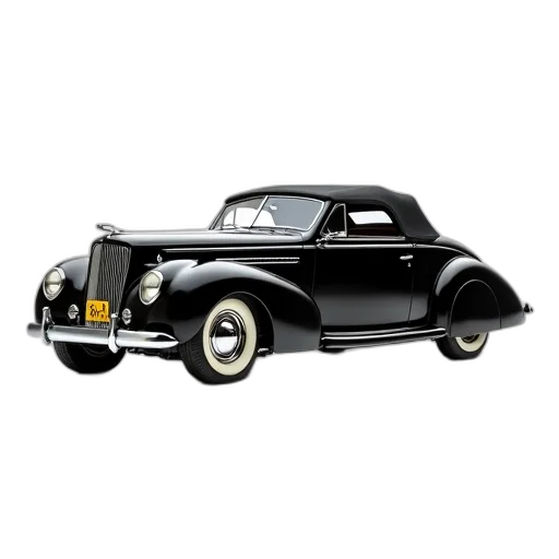 car, photorealistic, 3d render, concept art, black, vintage, shiny, finish transparent PNG cut-out