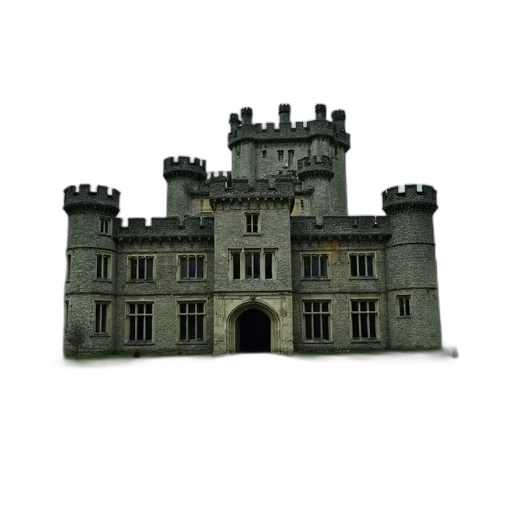 building, crown, staff, 3d render, photorealistic, large, old, castle transparent PNG cut-out