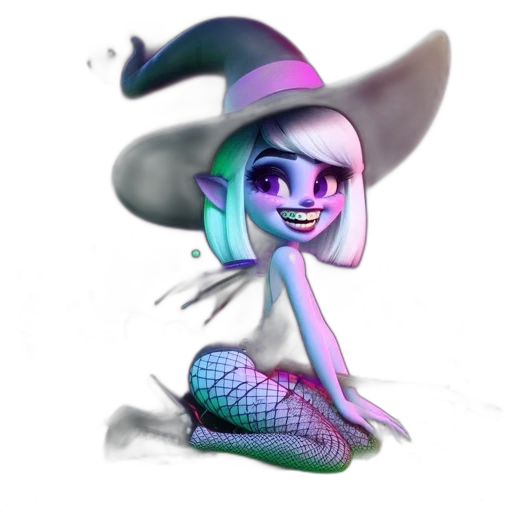 hat, creature, dress, staff, fantasy art, concept art, 3d render, pixel art transparent PNG cut-out