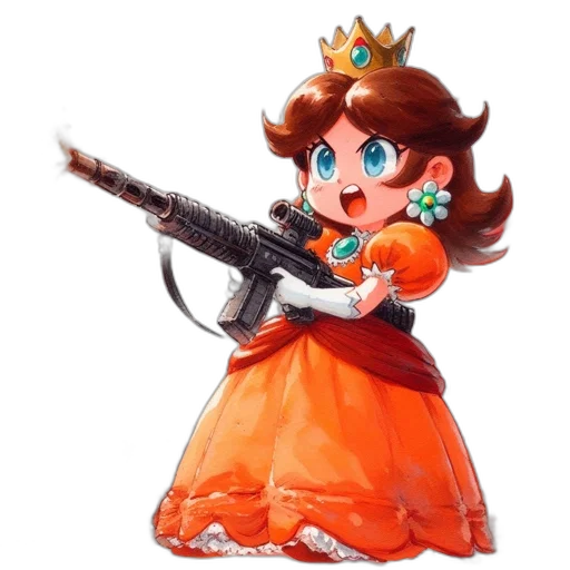 weapon, crown, staff, dress, concept art, pixel art, 3d render, cartoon transparent PNG cut-out