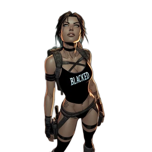 concept art, comic book art, cyberpunk, fantasy art, earth tones, dark, woman, tactical transparent PNG cut-out
