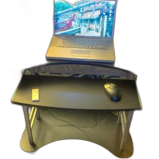 furniture, robot, staff, 3d render, cyberpunk, concept art, vaporwave, laptop transparent PNG cut-out
