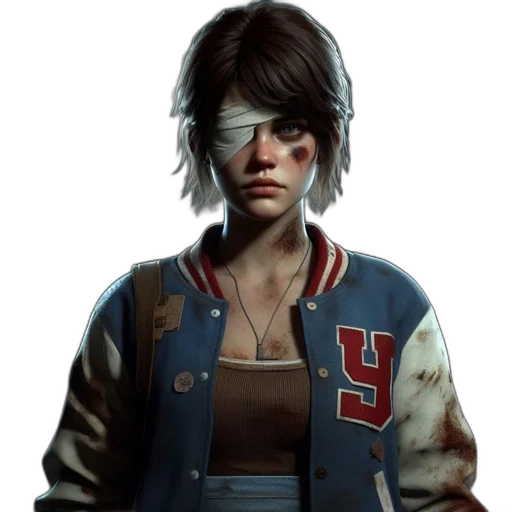 jacket, face, weapon, concept art, cyberpunk, photorealistic, comic book art, battered transparent PNG cut-out