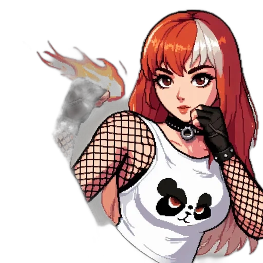 pixel art, anime, cartoon, concept art, fire, monochrome, red, animated transparent PNG cut-out