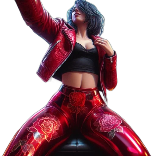 jacket, concept art, cyberpunk, 3d render, comic book art, red, neon-lit, futuristic transparent PNG cut-out