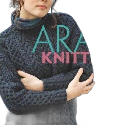 jacket, jewelry, woman, wearing, dark, blue, cable-knit, sweater transparent PNG cut-out