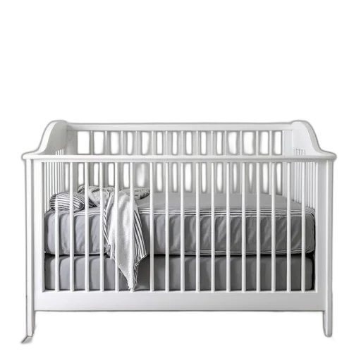 furniture, black, white, crib, bumpers, grey, stripes transparent PNG cut-out
