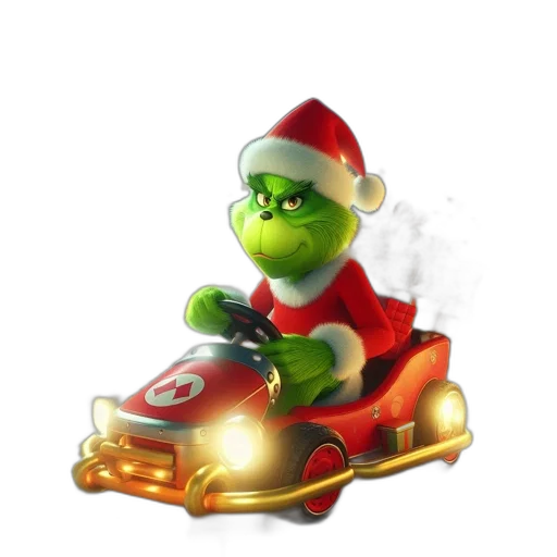 car, 3d render, concept art, during, winter, holidays, grumpy, santa transparent PNG cut-out
